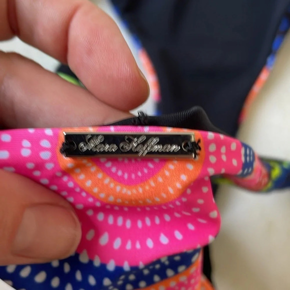 Mara Hoffman reversible black and neon multicolor side-tie bikini bottom size L - Picture 5 of 7